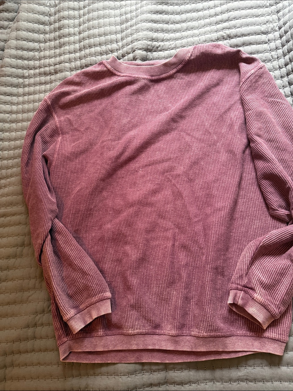 Mauve Ribbed Long Sleeve Crewneck Sweatshirt